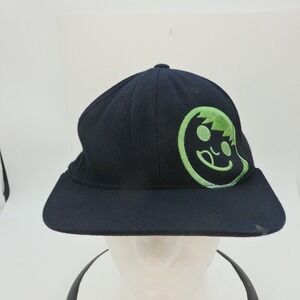Neff Mens Black Snapback Hat Embroidered Green Smiley Face Neff Logo